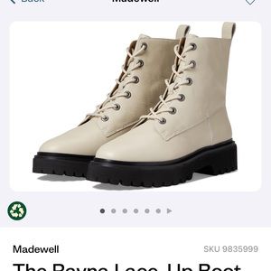 Madewell Rayna Lace Up Boots in Leather Size 8